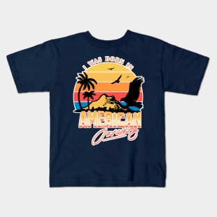 Was born in American, January Retro Kids T-Shirt